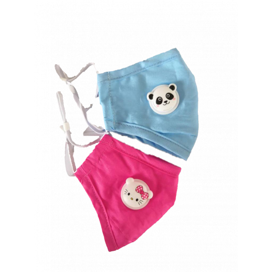 كمامة قماشية لصغار مع فلتر ومسار لتنفس متوفر الان ( لون ازرق وزهري )