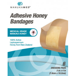 ضمادات لاصقة مقاس كبير مشربة بعسل المانوكا من الدرجة الطبية للجروح البسيطة ، والتهابات الجلد والحروق الصغيرة