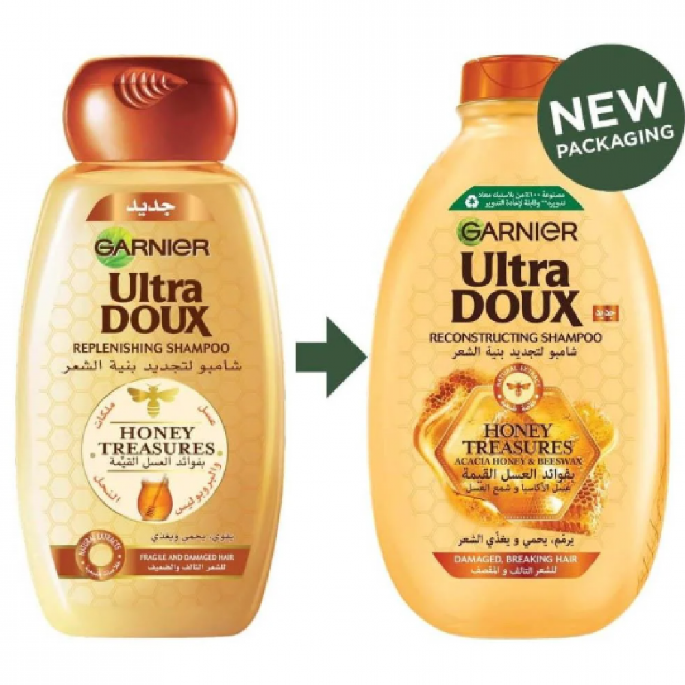 غارنييه الترا دوكس شامبو لتجديد بنية الشعر بفوائد العسل القيمة - 400 مل