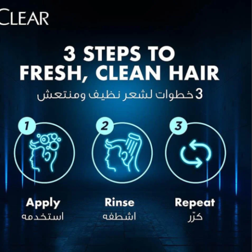 Clear anti-dandruff shampoo for men for deep cleaning with charcoal and mint - 350 ml