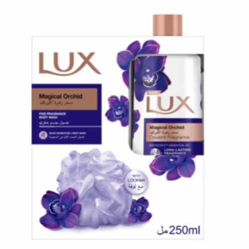 لوكس سائل استحمام سحر الأوركيد 250 مل + ليفة