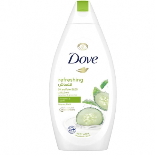 دوف غسول استحمام انتعاش وحيوية بالخيار والشاي والأخضر 250 مل مع ليفة