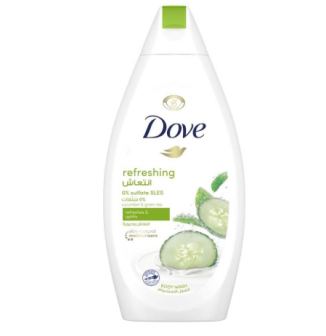 دوف غسول استحمام انتعاش وحيوية بالخيار والشاي والأخضر 250 مل مع ليفة