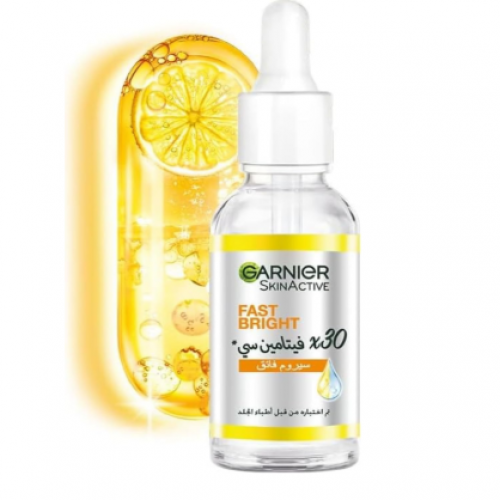 غارنييه سكين أكتيف سيروم فيتامين سي للوجه فائق للاشراقة السريعة ضد البقع ب X30 ونياسيناميد، لكل أنواع البشرة، 30 ملليلتر، للأنثى