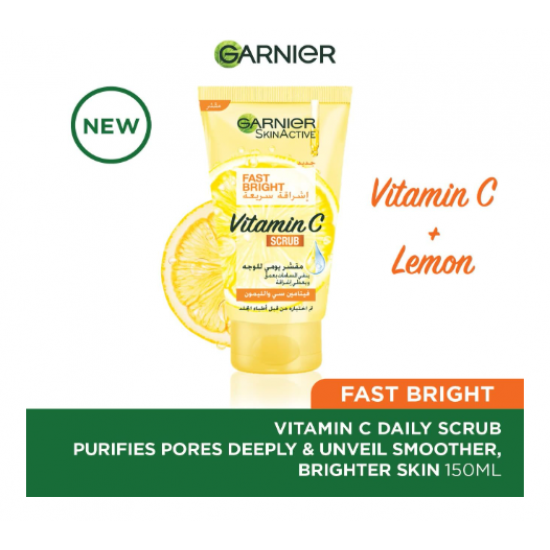 مقشر يومي للوجه لاشراقة سريعة غني بفيتامين C من غارنييه 150 مل للعناية بالبشرة ابيض للنساء 155 جم جمات مقشر يومي للوجه لاشراقة سريعة غني بفيتامين C من غارنييه 150 مل للعناية بالبشرة ابيض للنساء 155 جم جمات