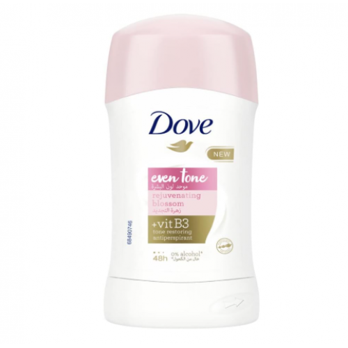  ستيك مزيل العرق ايفن تون المضاد للتعرق من دوف، يعيد البشرة تحت الابط الى لونها الطبيعي، ويجدد الزهور، لحماية 48 ساعة من العرق والرائحة، 40 غرام