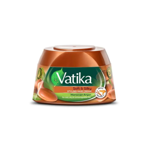 Vatika smoothness and shine hair styling cream with Moroccan Argan for dull and dry hair - 140 ml