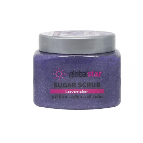 صنفرة سكر للوجه والجسم باللافندر من جلوبال ستار , 600 جرام صنفرة سكر للوجه والجسم باللافندر من جلوبال ستار , 600 جرام