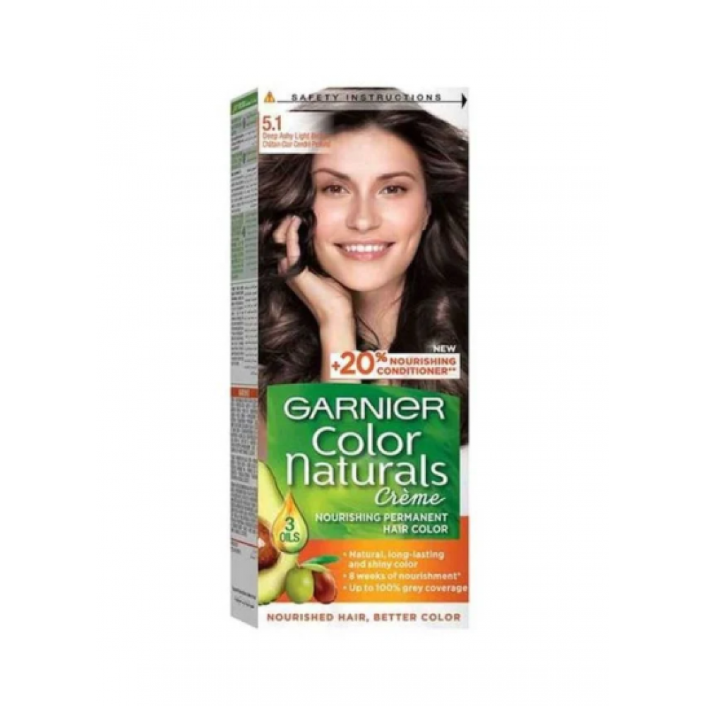 صبغة غارنييه بني فاتح رمادي 5.1 كولر ناتشورالز