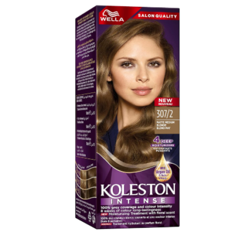Willa Kolston Intense - hair dye with a vibrant and long-lasting color with 100% coverage of gray hair and argan oil - 307/2 medium blonde not shiny