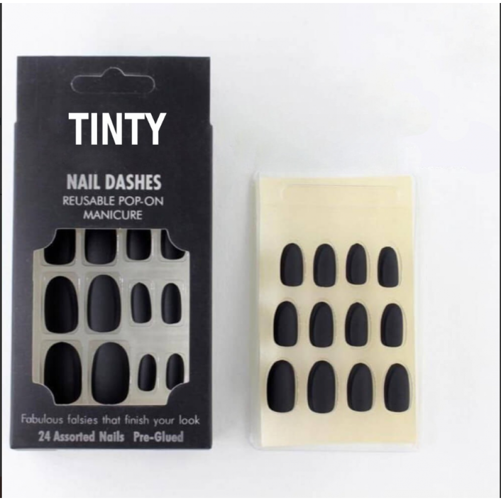 اظافر اصطناعية اسود لامع من تنتي MS16