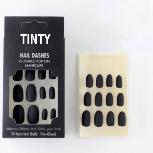 اظافر اصطناعية اسود لامع من تنتي MS16