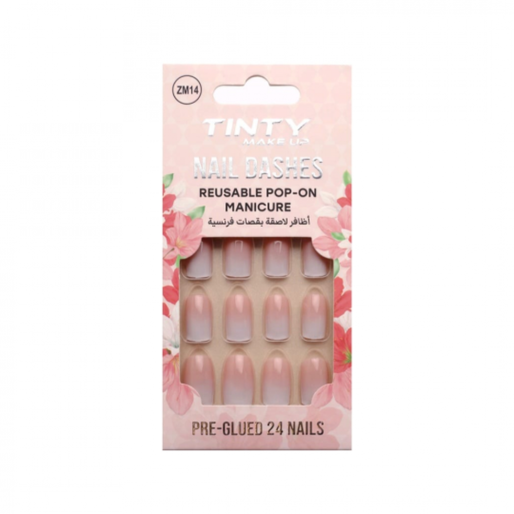 اظافرلاصقة ملونة بقصات فرنسية ZM14 من تنتي 24قطعة