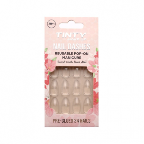 اظافرلاصقة ملونة بقصات فرنسية ZM11 من تنتي 24قطعة