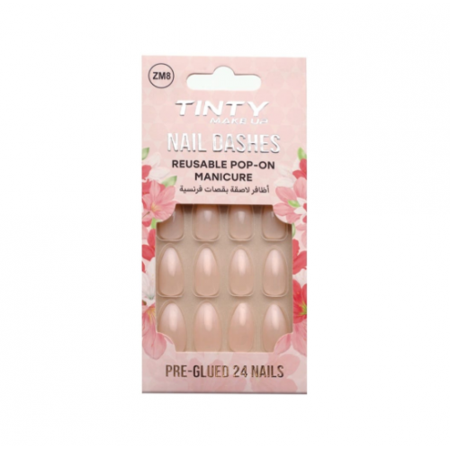 اظافرلاصقة ملونة بقصات فرنسية ZM8 من تنتي 24قطعة