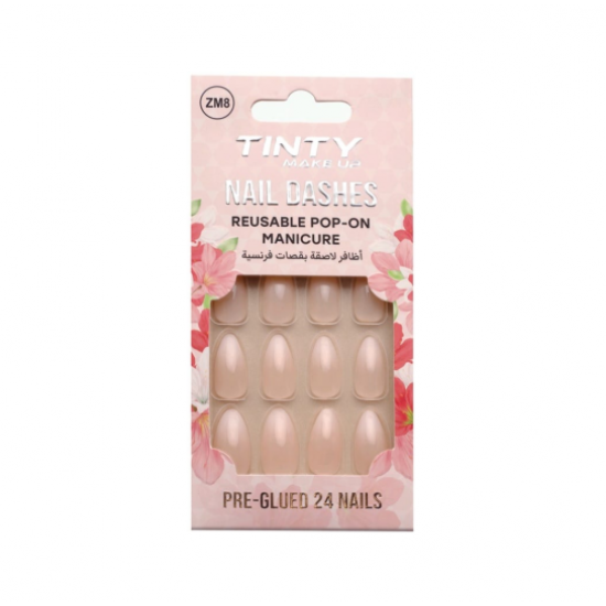 اظافرلاصقة ملونة بقصات فرنسية ZM8 من تنتي 24قطعة