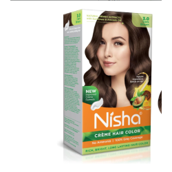Nisha Ammonia-free creamy hair dye 3 in dark brown for women and men Semi-permanent long-lasting color 2-piece package