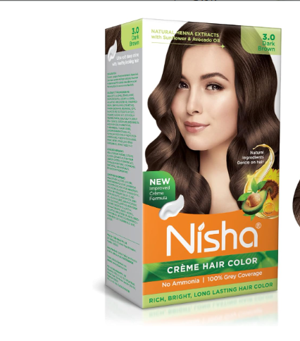  نيشا صبغة شعر كريمية خالية من الامونيا 3 بلون بني داكن للنساء والرجال لون شبه دائمة تدوم طويلا عبوة قطعتين