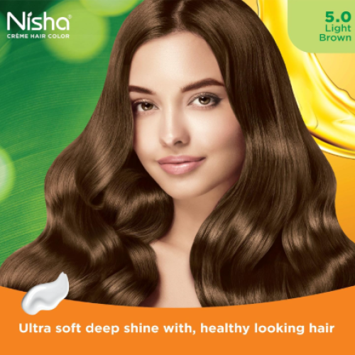 Nisha hair coloring cream with an ammonia-free formula in a long-lasting light brown color (package of one piece)