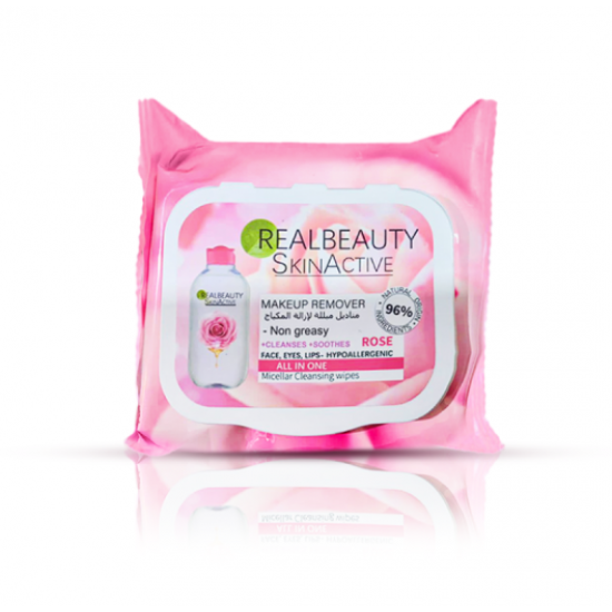 مناديل مبلل مزيل مكياج ريل بيوتي 