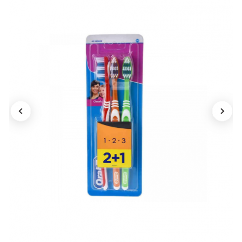أورال-بي كلاسيك فرشاة أسنان وسط 40 (2+1) قطع