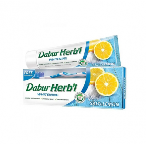 دابر معجون أسنان الأعشاب بالملح والليمون مع فرشاة - 150 جم