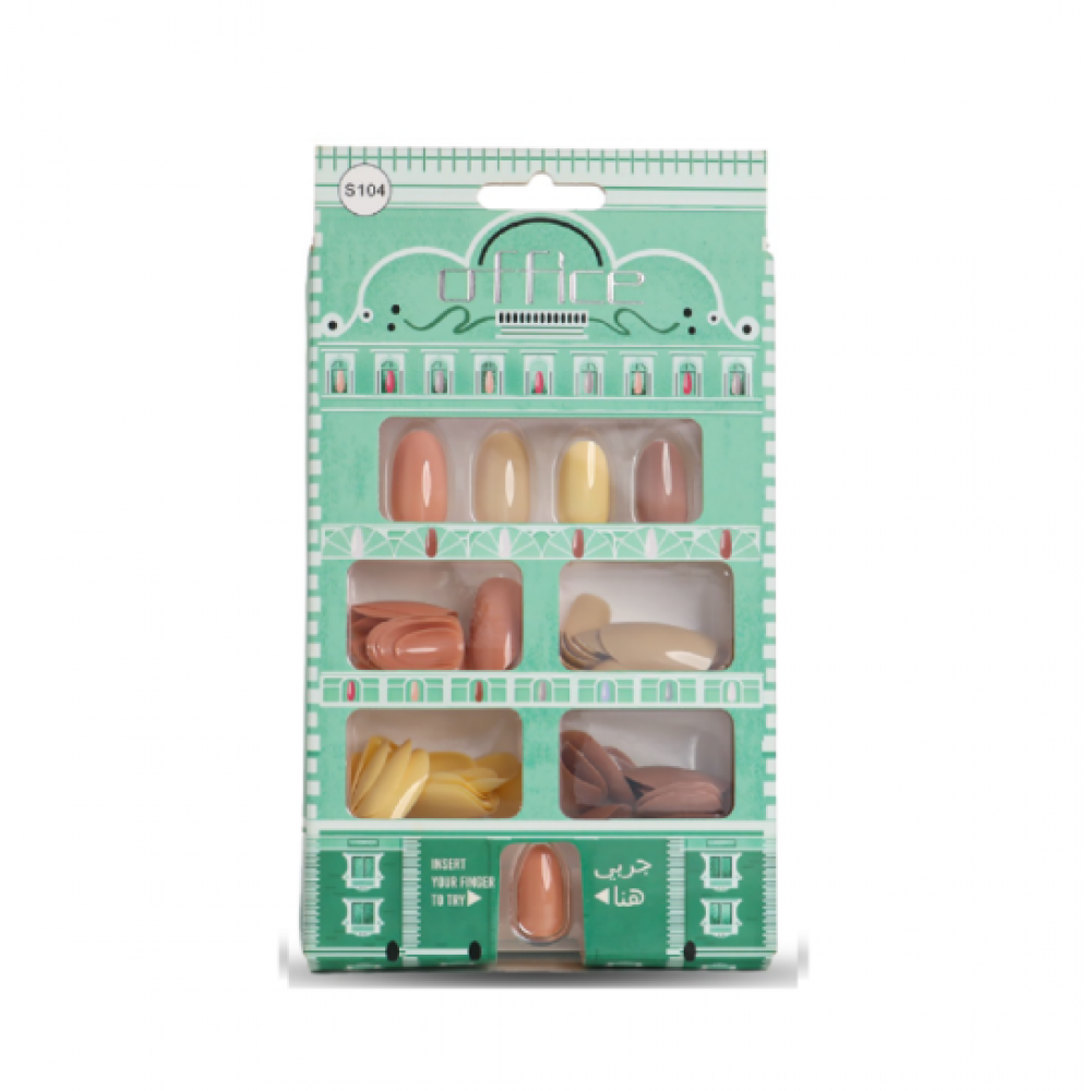 أظافر اوفيس بدون لصق 120 حبه الوان متنوعة S104