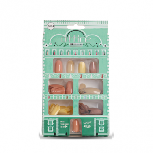 أظافر اوفيس بدون لصق 120 حبه الوان متنوعة S104