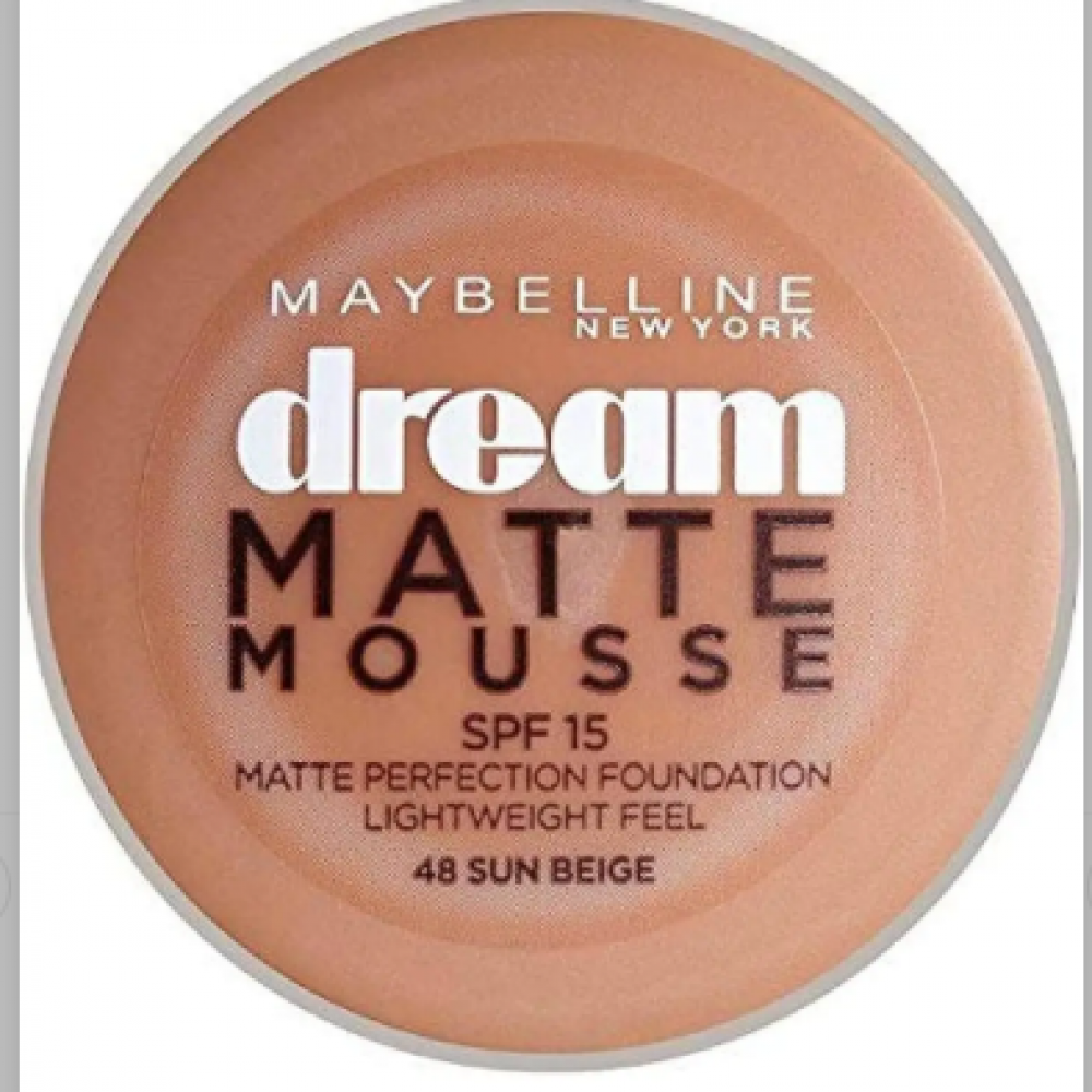 Maybelline New York كريم أساس وبرايمر دريم مات موس من مايبيلين بعامل حماية من الشمس 15، 048 بيج شمسي، 18 مل