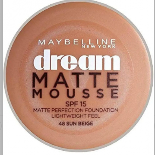 Maybelline New York كريم أساس وبرايمر دريم مات موس من مايبيلين بعامل حماية من الشمس 15، 048 بيج شمسي، 18 مل