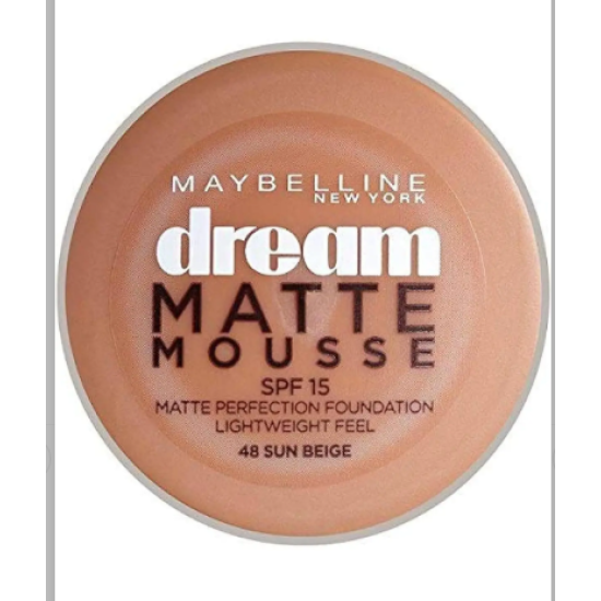 Maybelline New York كريم أساس وبرايمر دريم مات موس من مايبيلين بعامل حماية من الشمس 15، 048 بيج شمسي، 18 مل
