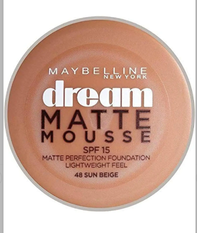 Maybelline New York كريم أساس وبرايمر دريم مات موس من مايبيلين بعامل حماية من الشمس 15، 048 بيج شمسي، 18 مل
