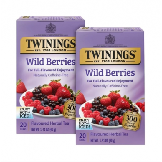 شاي التوت البري العشبي الفاخر من Twinings – نكهة طبيعية وخالٍ من الكافيين – 20 كيس شاي التوت البري العشبي الفاخر من Twinings – نكهة طبيعية وخالٍ من الكافيين – 20 كيس