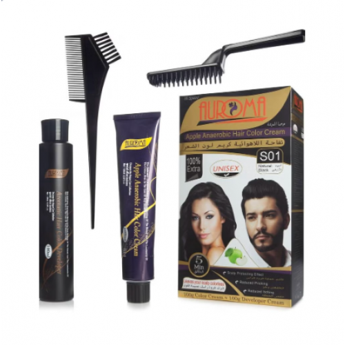 Aroma كريم تلوين الشعر ( لون أسود طبيعي )من اوروما - كريم تفاحة لاهوائي S01