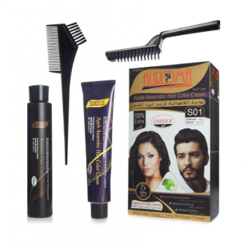 Aroma كريم تلوين الشعر ( لون أسود طبيعي )من اوروما - كريم تفاحة لاهوائي S01 Aroma كريم تلوين الشعر ( لون أسود طبيعي )من اوروما - كريم تفاحة لاهوائي S01