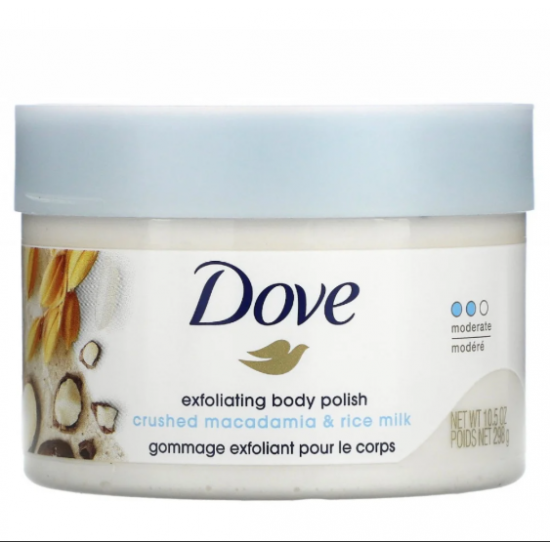 مقشر الجسم دوف مع مطحون المكاديميا وحليب الارز _298جرام