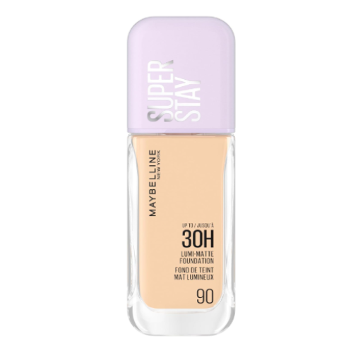 Maybelline Super Stay 30H Lumi-Matte Foundation from New York, Medium Full Coverage, Vegan Formula*, Amino Acids, Niacinamide, Vitamin E - Shade 90, All Types