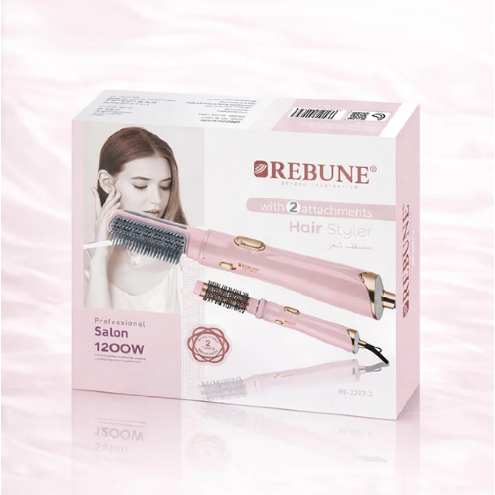 ريبون استشوار شعر بمستويان حرارة - 1200 واط - وردي - RE-2207-2