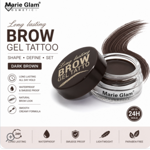 Mary Glam Eyebrow Tattoo Gel - Dark Brown