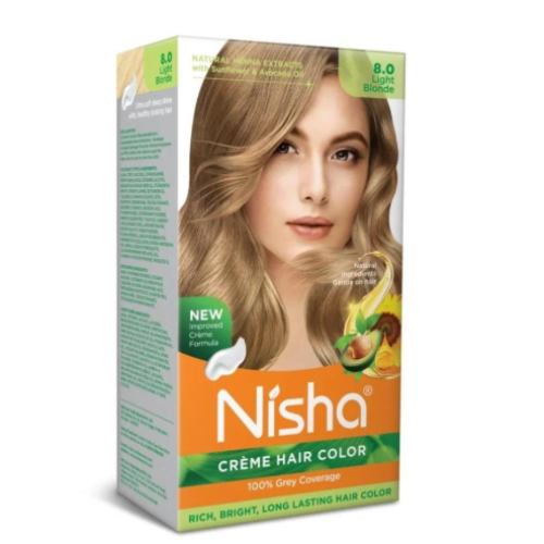 Nisha Ammonia-Free Hair Color – Light Blonde 8.0