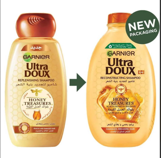 غارنييه الترا دوكس شامبو لتجديد بنية الشعر بفوائد العسل القيمة - 400 مل