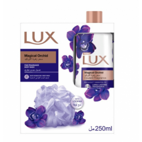 لوكس سائل استحمام سحر الأوركيد 250 مل + ليفة لوكس سائل استحمام سحر الأوركيد 250 مل + ليفة