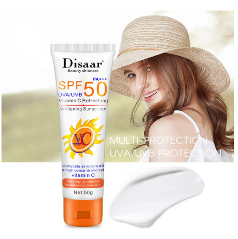 كريم واق من الشمس العضوي بفيتامين سي Disaar بعامل وقاية 50 خالٍ الزيوت واقي فائق الحماية وفوري 