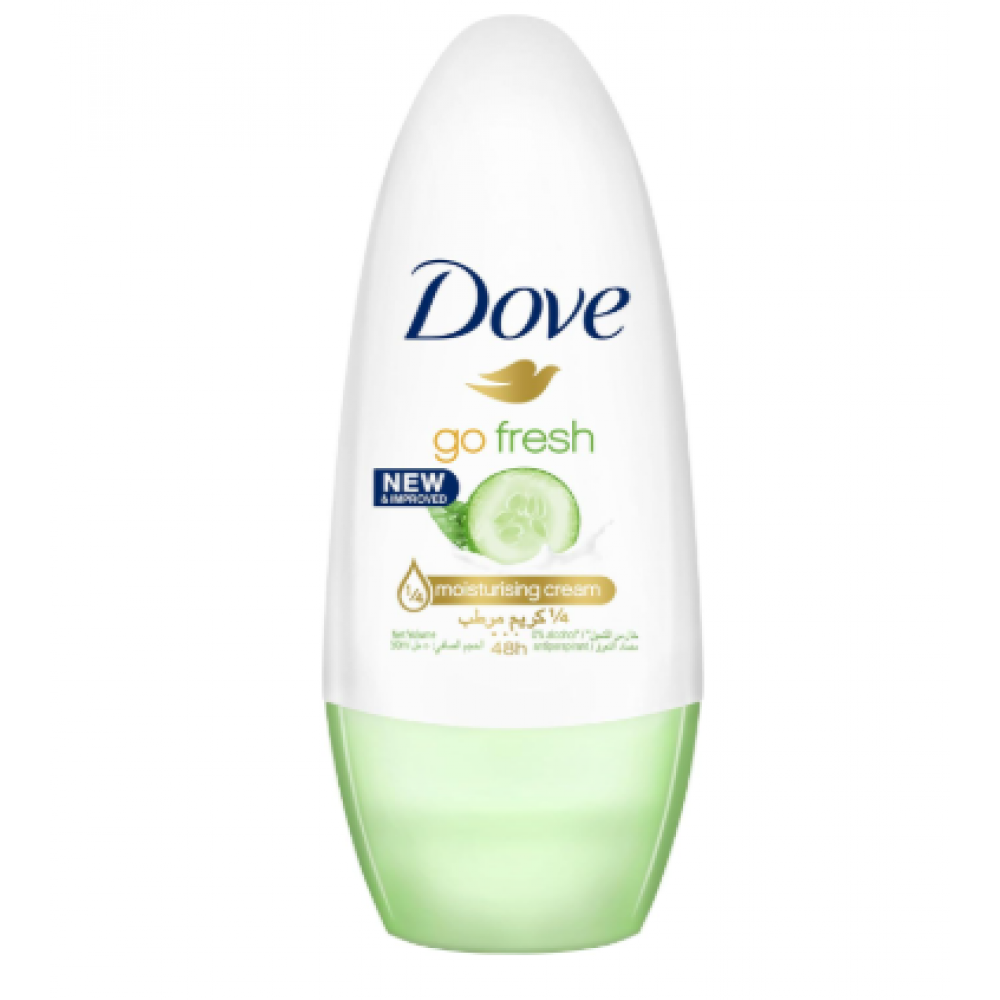 مزيل العرق جو فريش رول اون مضاد للتعرق للحماية لمدة 48 ساعة من دوف، الخيار والشاي الاخضر، خال من الكحول مع نصف كريم مرطب، 50 مل مزيل العرق جو فريش رول اون مضاد للتعرق للحماية لمدة 48 ساعة من دوف، الخيار والشاي الاخضر، خال من الكحول مع نصف كريم مرطب، 50 مل