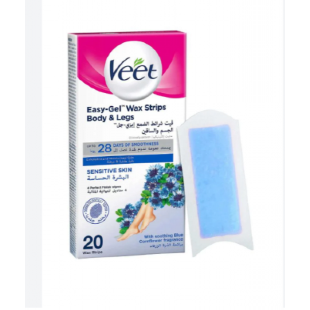 ايزي جل شرائح شمعية لإزالة شعر الجسم للبشرة الحساسة من فيت , 20 شريحة ايزي جل شرائح شمعية لإزالة شعر الجسم للبشرة الحساسة من فيت , 20 شريحة