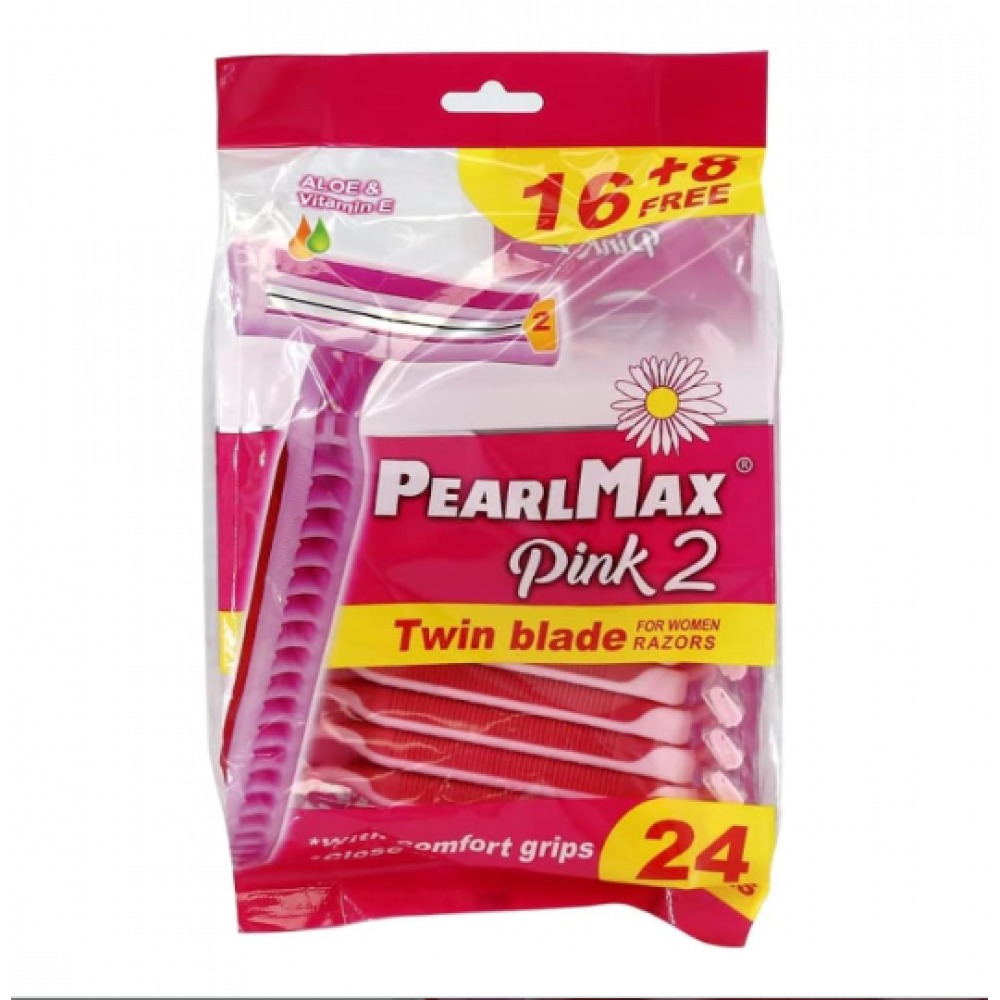 شفرات حلاقة بيرل ماكس بينك 2 شفرة مزدوجة للاستعمال مرة واحدة للنساء من رهالايف | قبضة مريحة، حلاقة ناعمة تقلل التهيج - دقة افضل، 24 قطعة شفرات حلاقة بيرل ماكس بينك 2 شفرة مزدوجة للاستعمال مرة واحدة للنساء من رهالايف | قبضة مريحة، حلاقة ناعمة تقلل التهيج - دقة افضل، 24 قطعة