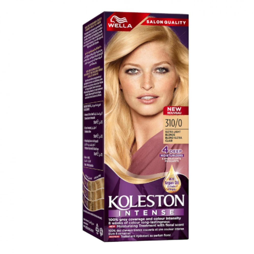  ويلا كولستون إنتنس – صبغة شعر ذات لون نابض وطويل الأمد مع تغطية 100% للشيب وزيت الأرغان – 310/0 أشقر فاتح جداً
