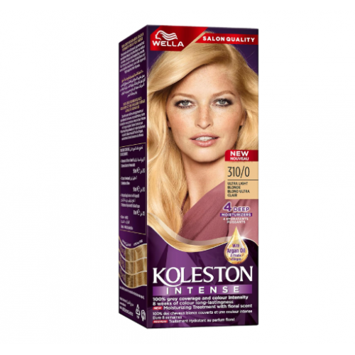 ويلا كولستون إنتنس – صبغة شعر ذات لون نابض وطويل الأمد مع تغطية 100% للشيب وزيت الأرغان – 310/0 أشقر فاتح جداً ويلا كولستون إنتنس – صبغة شعر ذات لون نابض وطويل الأمد مع تغطية 100% للشيب وزيت الأرغان – 310/0 أشقر فاتح جداً