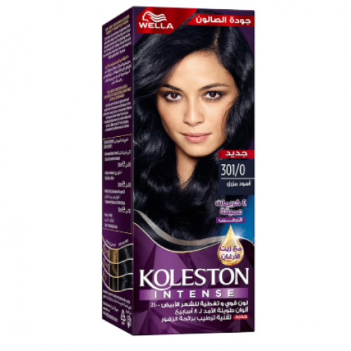 ويلا كولستون إنتنس – صبغة شعر ذات لون نابض وطويل الأمد مع تغطية 100% للشيب وزيت الأرغان – 301/0 أسود مزرق ويلا كولستون إنتنس – صبغة شعر ذات لون نابض وطويل الأمد مع تغطية 100% للشيب وزيت الأرغان – 301/0 أسود مزرق