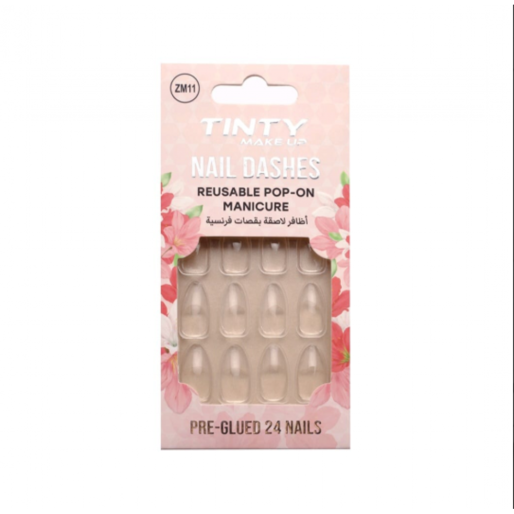 اظافرلاصقة ملونة بقصات فرنسية ZM11 من تنتي 24قطعة